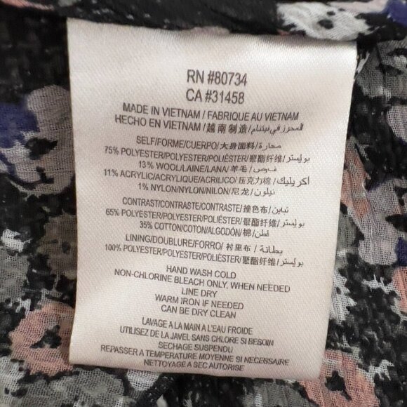 BCBGeneration Tweed Knit Sleeve Jacket Blazer S Black White Floral Trim - Picture 9 of 10